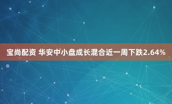 宝尚配资 华安中小盘成长混合近一周下跌2.64%