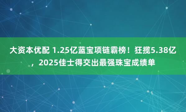 大资本优配 1.25亿蓝宝项链霸榜！狂揽5.38亿，2025佳士得交出最强珠宝成绩单