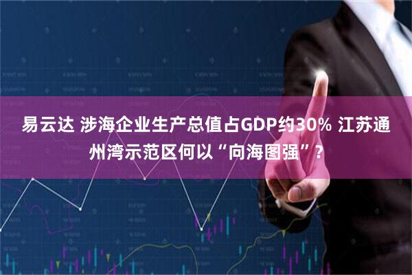 易云达 涉海企业生产总值占GDP约30% 江苏通州湾示范区何以“向海图强”?
