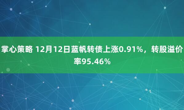 掌心策略 12月12日蓝帆转债上涨0.91%,转股溢价率95.46%